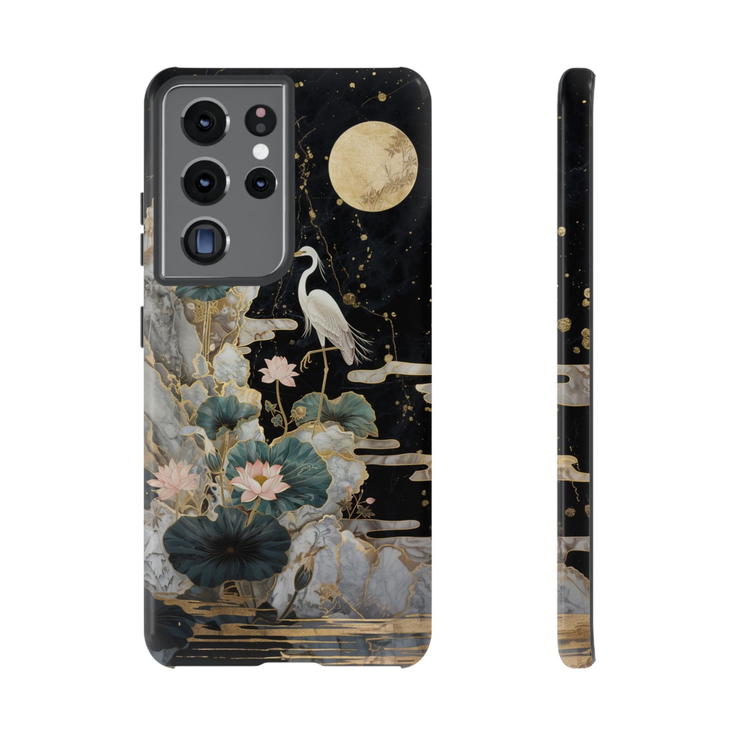 Heron and Moon Floral Zen Art Phone Case