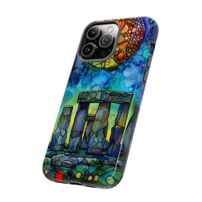 Stonehenge Neolithic Full Moon Stained Glass Watercolor Phone Cover