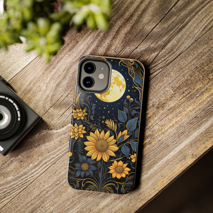 Starry Night Boho Meets Cottagecore: Floral Sun, Moon & Stars iPhone Case