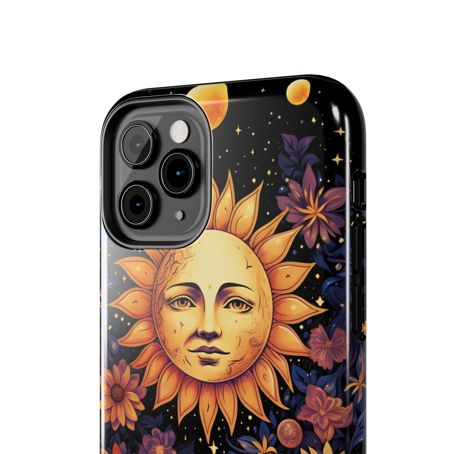 Cosmic Blooms: Floral Sun, Moon & Stars iPhone Case - Where Celestial Meets Botanical