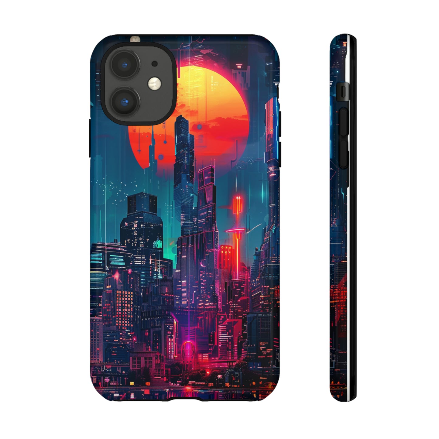 Cyberpunk Full Moon Cityscape Phone Case