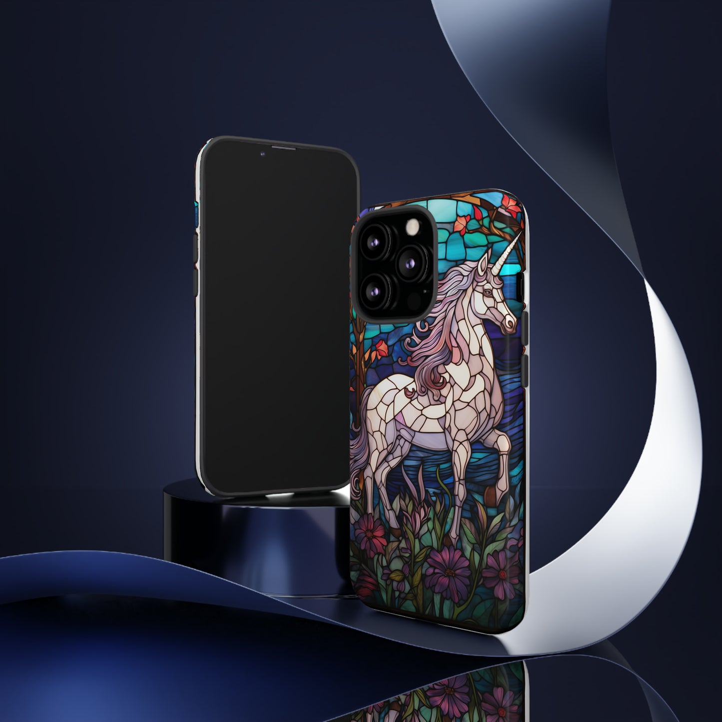 Unicorn Stained Glass iPhone, iPhone Case Retro Samsung Galaxy Phone Tough Case iPhone 15 14 Plus 13 12 7 8 Se Hippie Boho Style