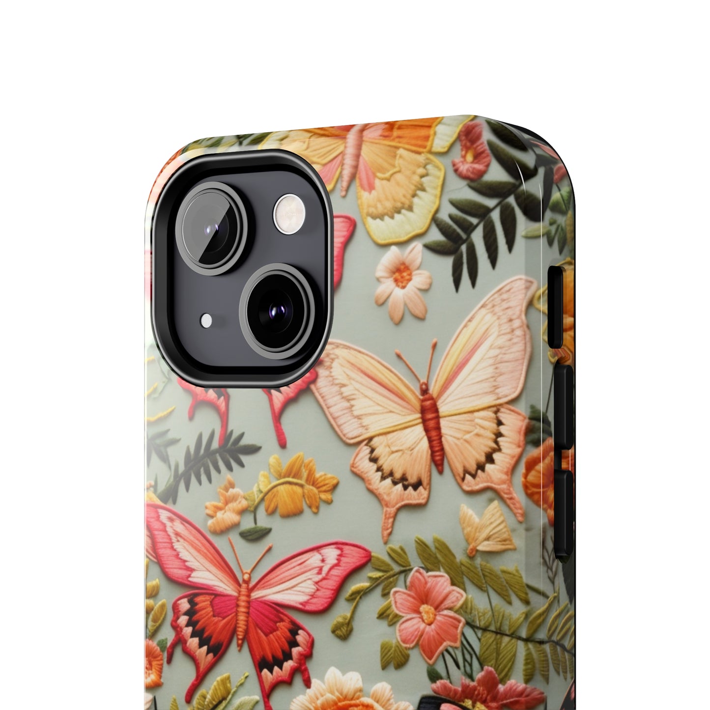 Embroidery Butterflies iPhone Case | Whimsical Elegance and Nature's Beauty in Handcrafted Detail