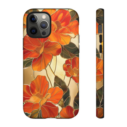 Orange Floral Phone Case Stained Glass Flower Aesthetic