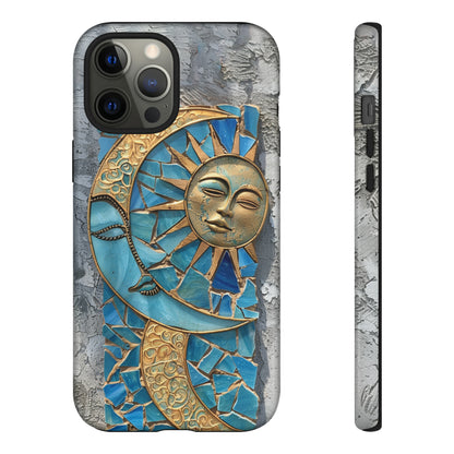 Boho Sun and Moon Mosaic Tile Stained Glass Phone Case