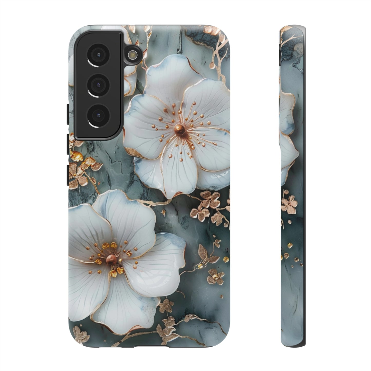 White Flower on Marble Stone  Phone Case