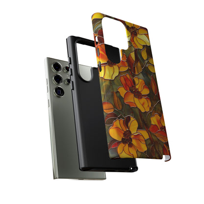 Orange Floral Phone Case Stained Glass Style