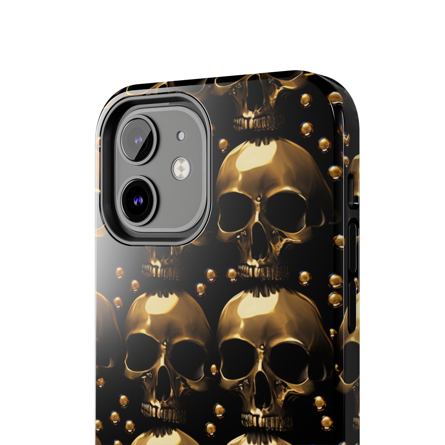 iPhone Case Golden Enigma: Where Goth Meets Glamour | Gold Skulls iPhone Tough Case