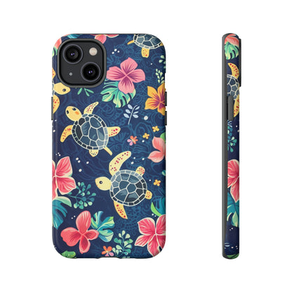 Undersea Floral Blue Sea Turtle Phone Case