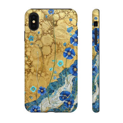 Forget Me Nots Gold Color Splash Floral Design Phone Case