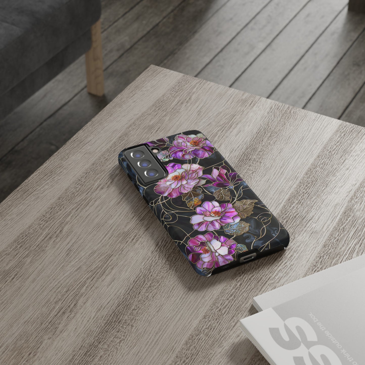 Magenta Color Floral Stained Glass Phone Case