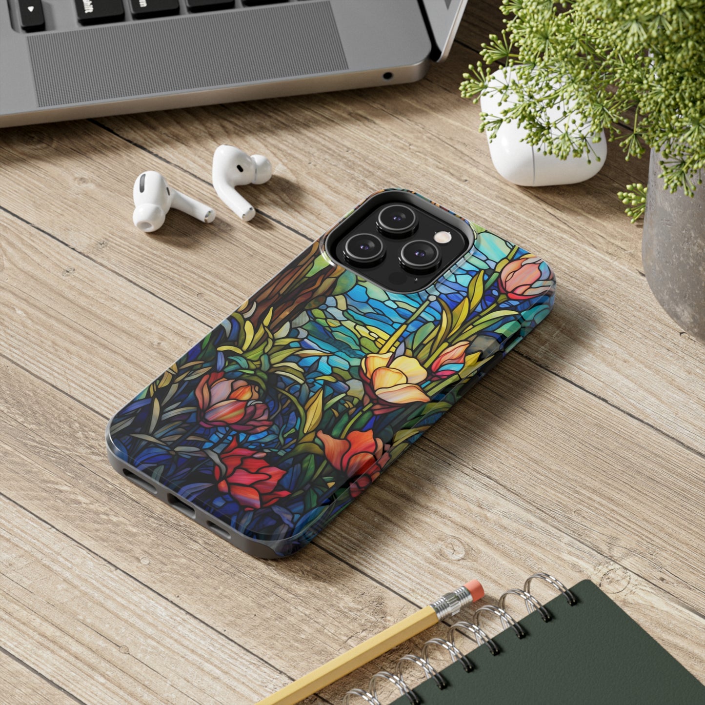 Stained Glass Floral Aesthetic iPhone Tough Case | Embrace Elegance and Durability