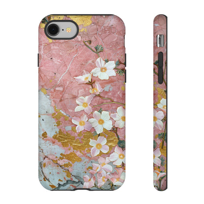 Pink Forget Me Nots Gold Floral Phone Case