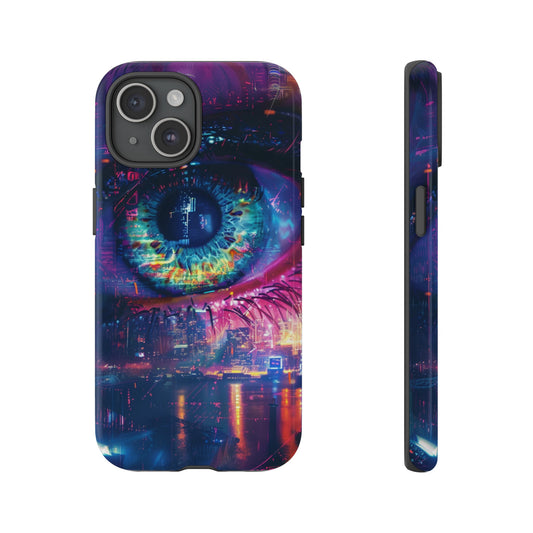 Cyberpunk eye art phone case for iPhone 15