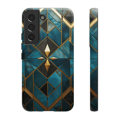 Gold and Blue Marble Mosaic Phone Case