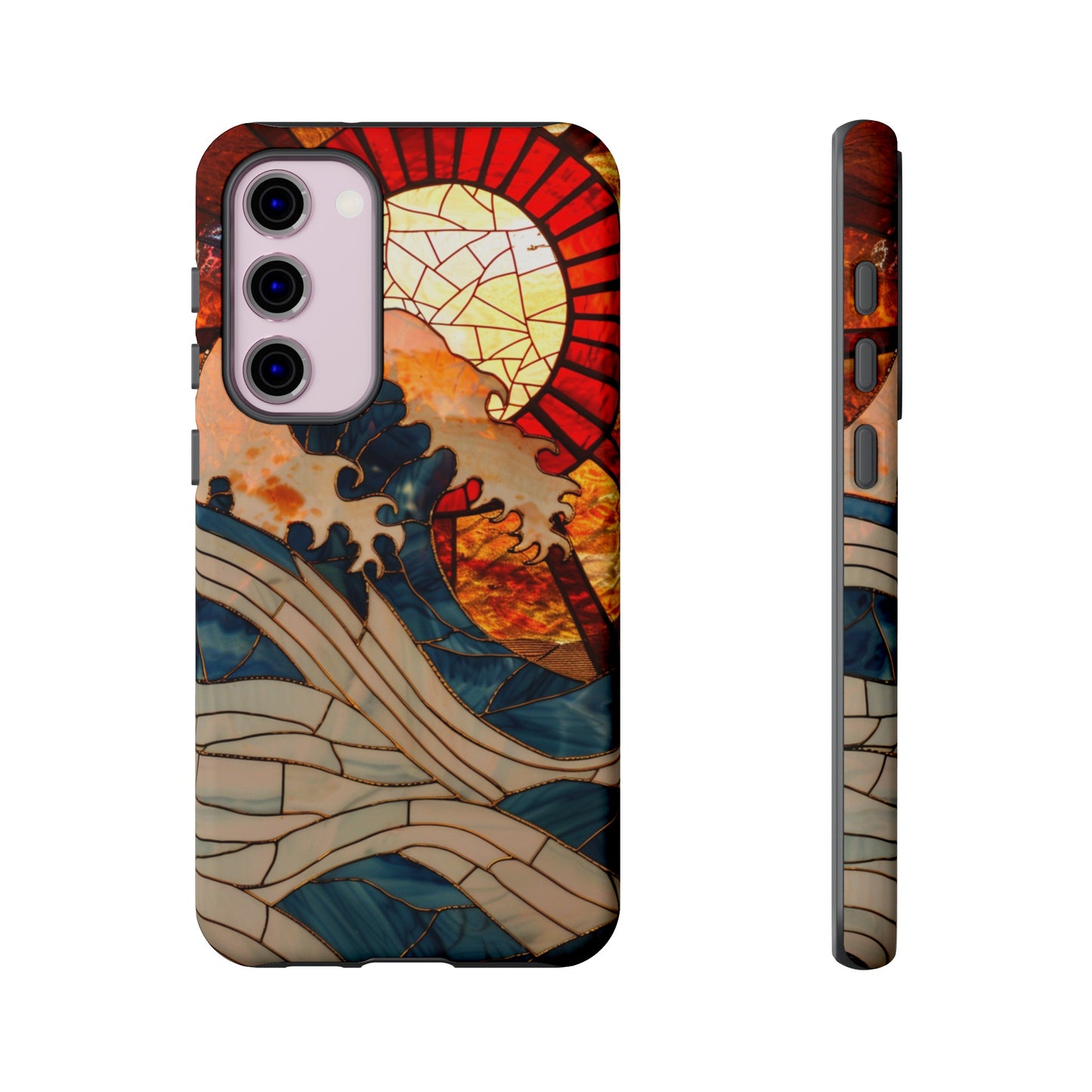 Japanese Rising Sun Phone Case Stained Glass Ocean Wave