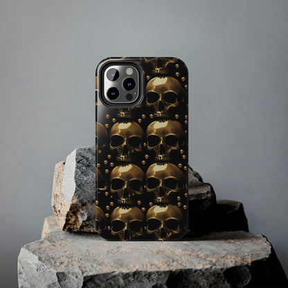 iPhone Case Golden Enigma: Where Goth Meets Glamour | Gold Skulls iPhone Tough Case