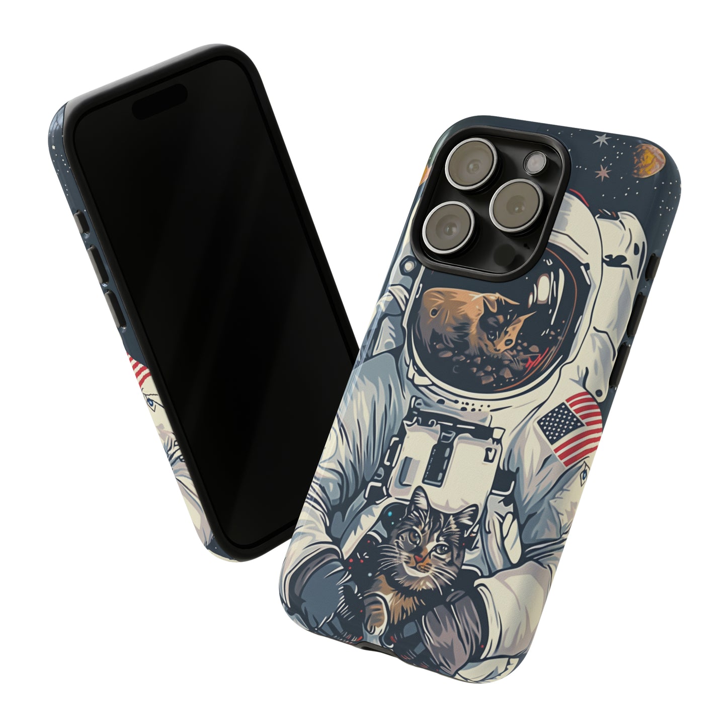 The Astronaut and the Cosmic Cat Phone Case