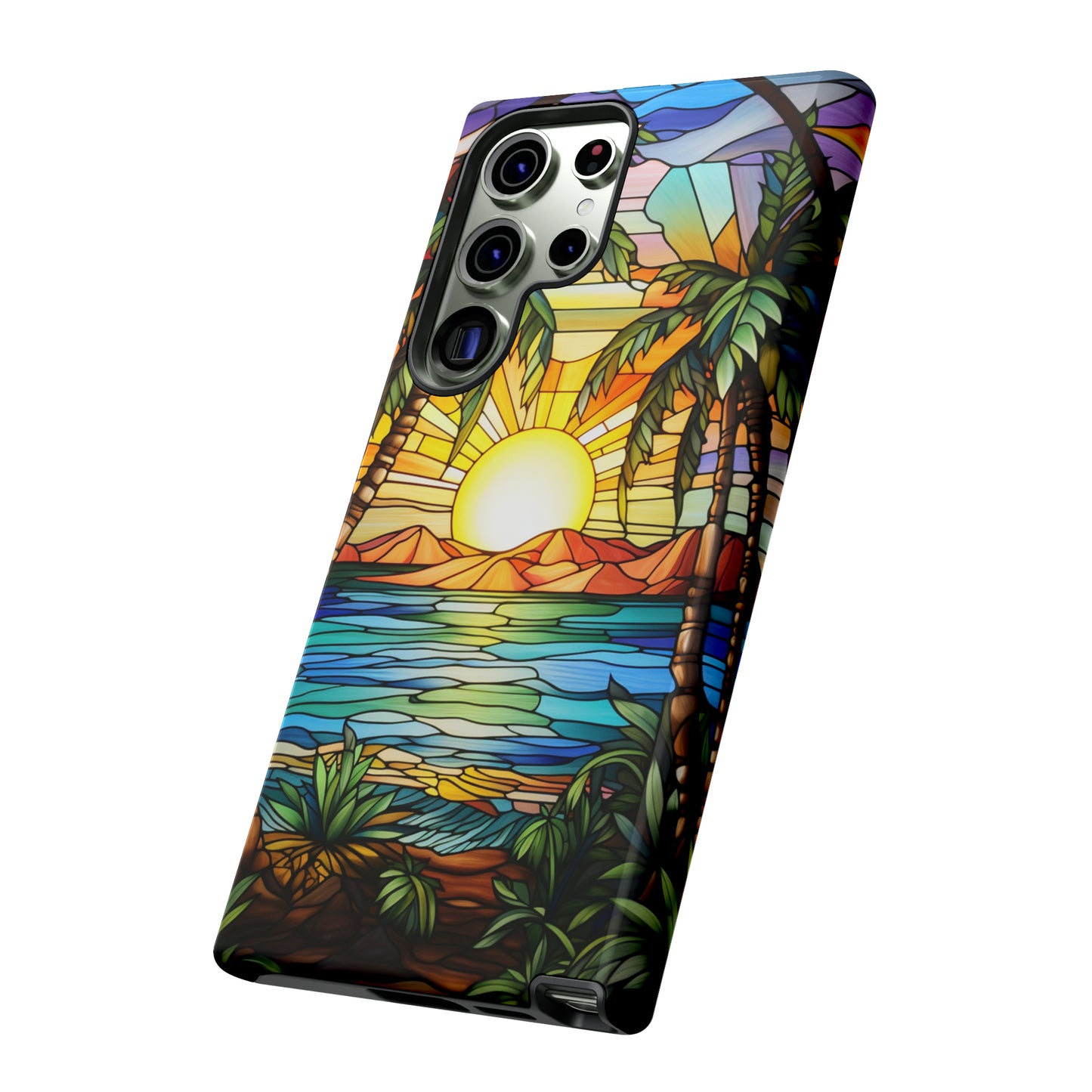 Tropical Stained Glass Sunset Beach