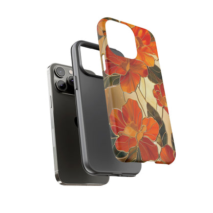 Orange Floral Phone Case Stained Glass Flower Aesthetic