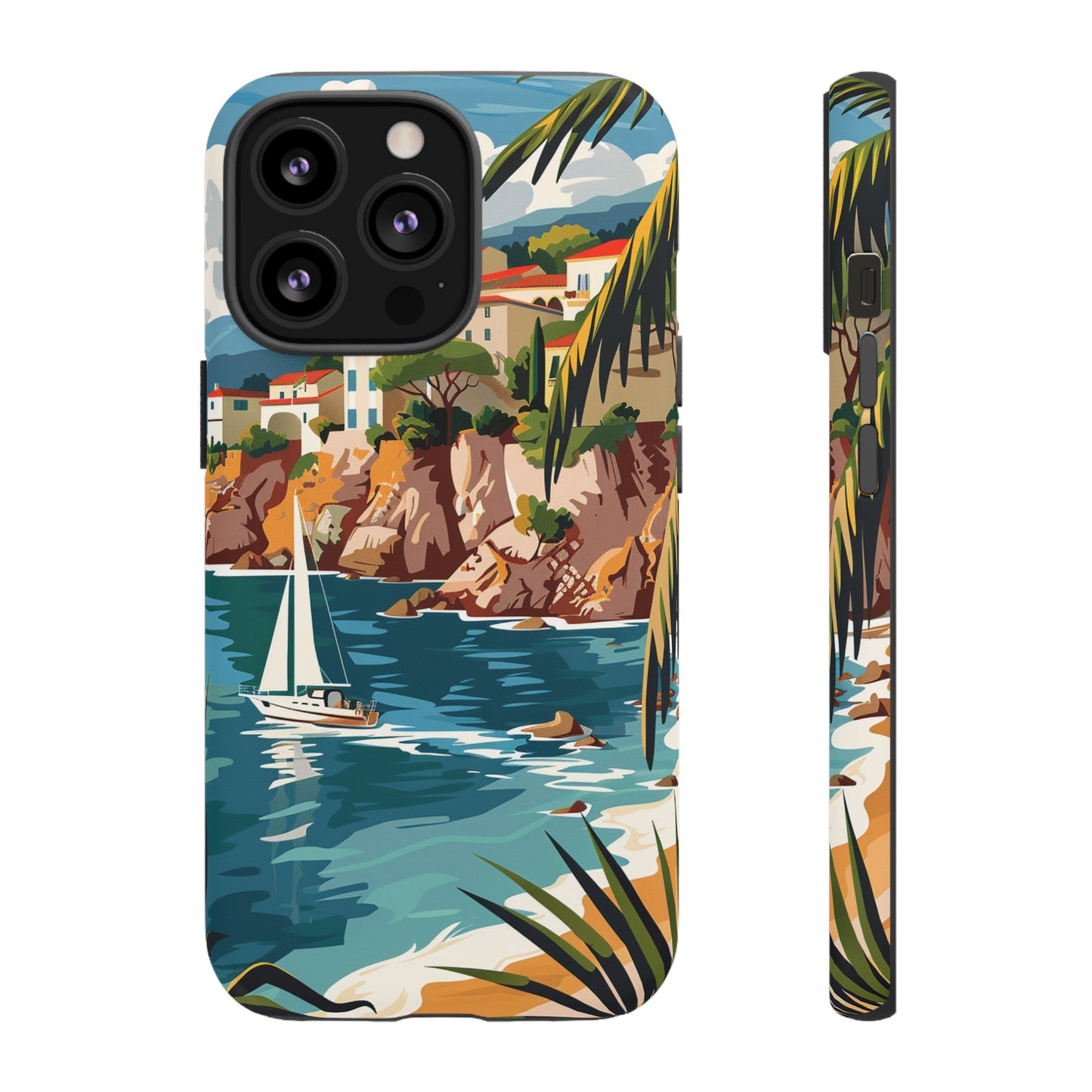 Midcentury French Riviera Sailboat Painting Phone Case