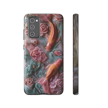 Pink Marble Fish Asian Jade Carving Koi Art Phone Case