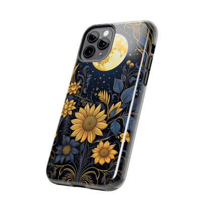 Starry Night Boho Meets Cottagecore: Floral Sun, Moon & Stars iPhone Case