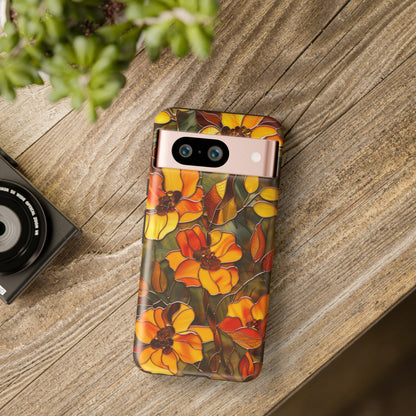 Orange Floral Phone Case Stained Glass Style