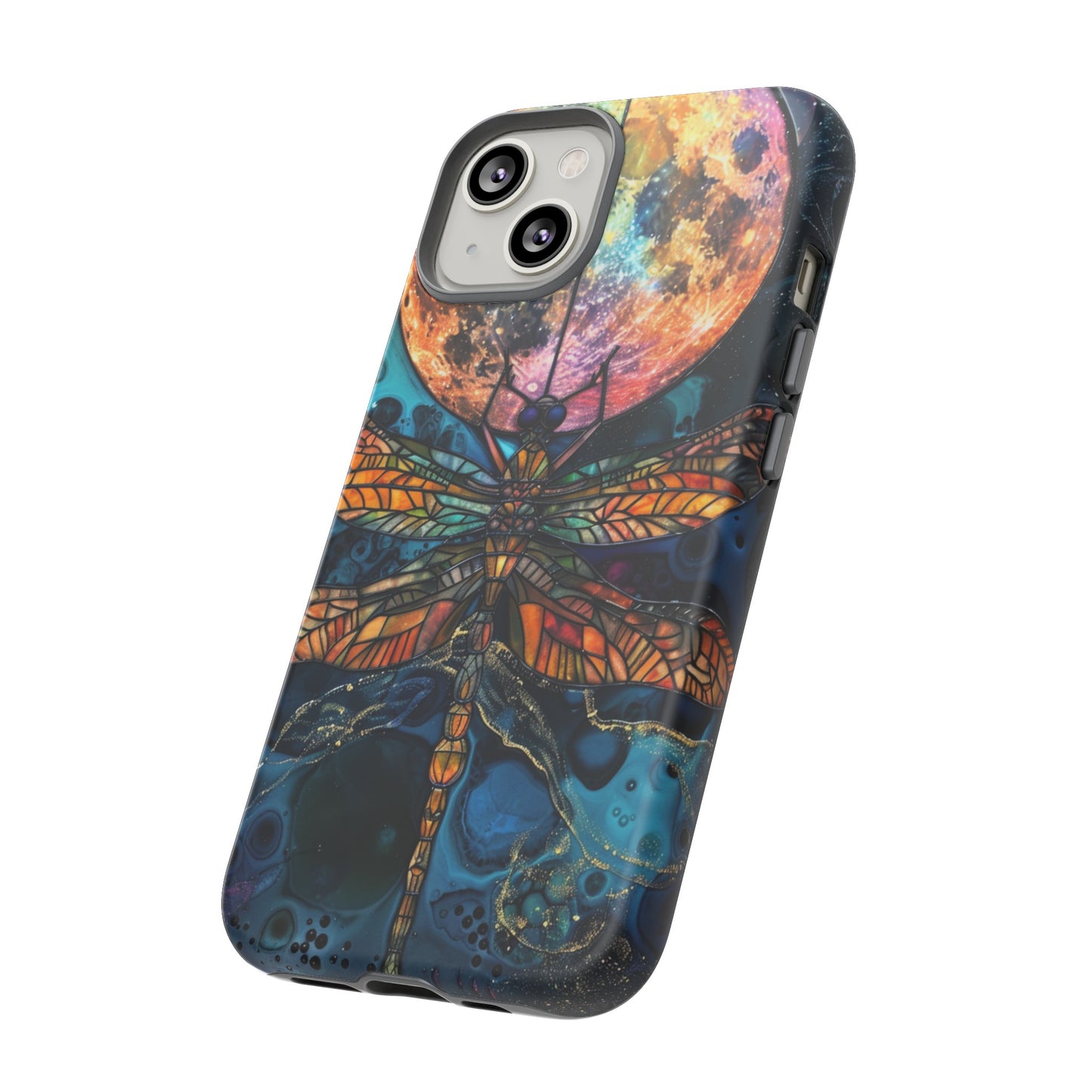 Full Moon Stained Glass Dragonfly Phone Cover