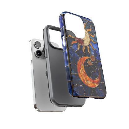 Celestial Stained Glass Moon and Stars iPhone 15 Case