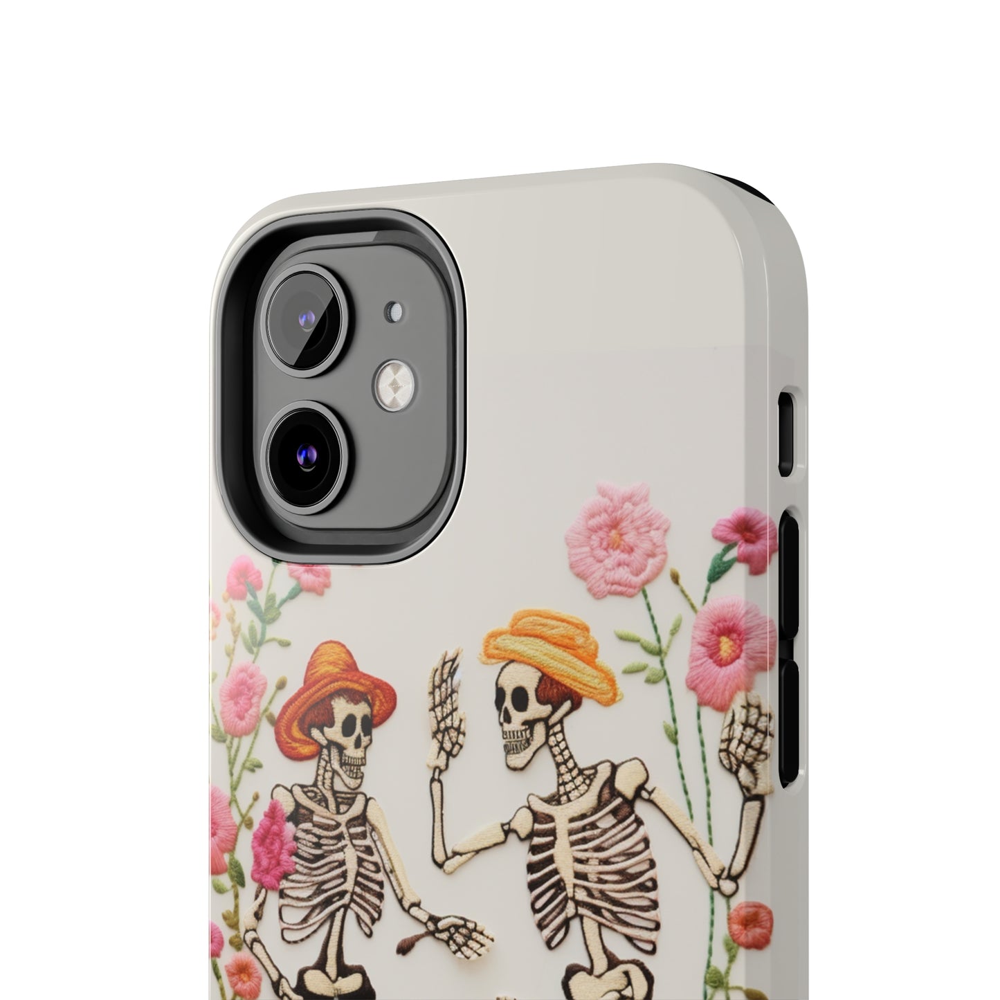 Dancing Halloween Skeletons Embroidery iPhone Case | iPhone X to iPhone 14 Pro Max