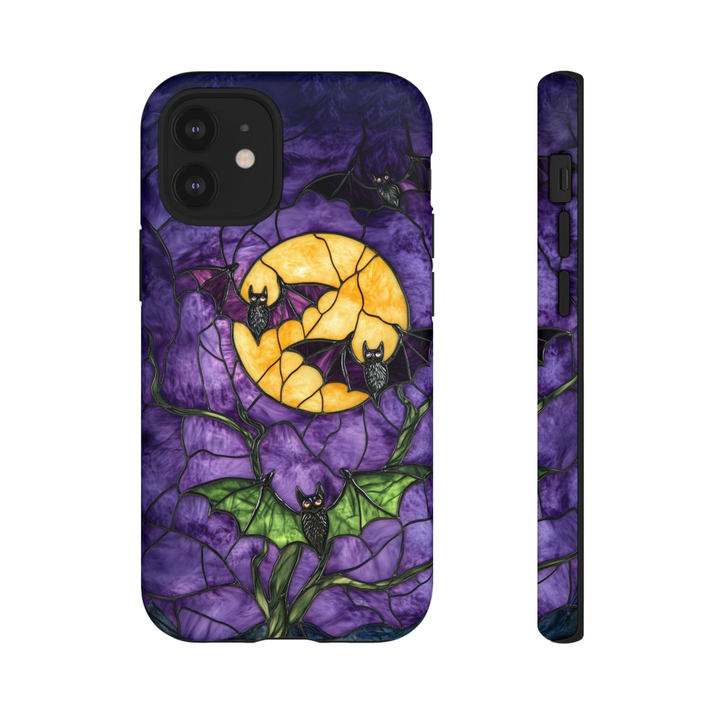 Full Moon Stained Glass Style Halloween Bats Phone Case