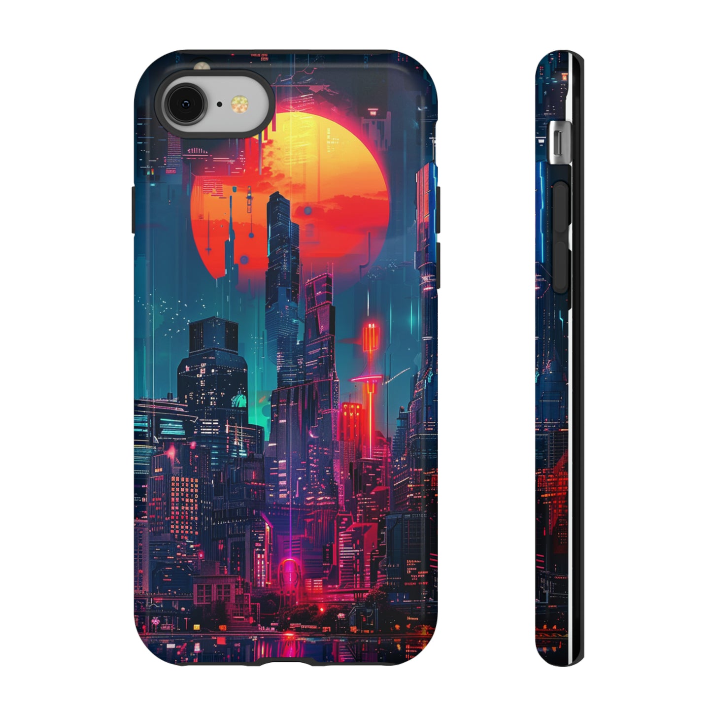 Cyberpunk Full Moon Cityscape Phone Case