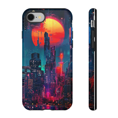 Cyberpunk Full Moon Cityscape Phone Case