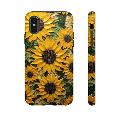 Sunflower Floral Color Explosion Mosaic Glass