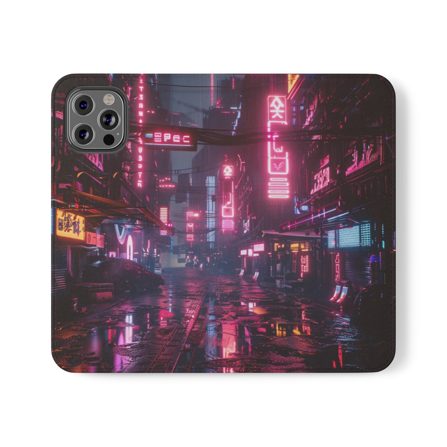 Cyberpunk City at Night Wallet Case