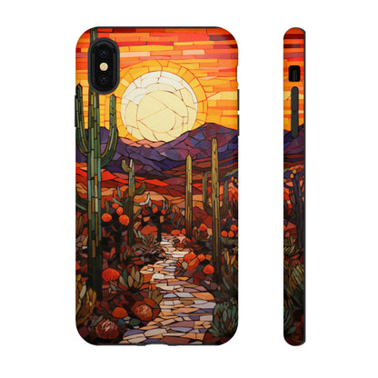 Desert Sunset Cactus Mosaic Tile