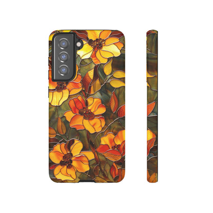 Orange Floral Phone Case Stained Glass Style