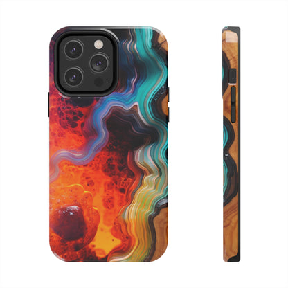 Faux Wood and Colorful Epoxy iPhone Case | Embrace the Beauty of Nature and Vibrant Artistry