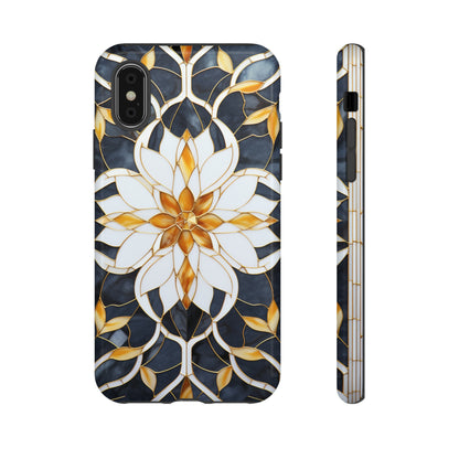 Art Deco Floral Gold & Blue Mosaic