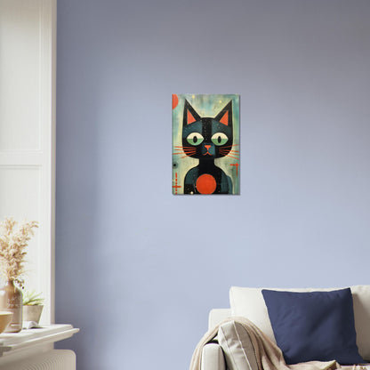 Atomic Black Cat Mid Century Canvas Print: A Retro-Inspired Delight