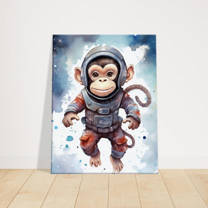 Cute Baby Monkey Astronaut Nursery Wall Art Canvas Print