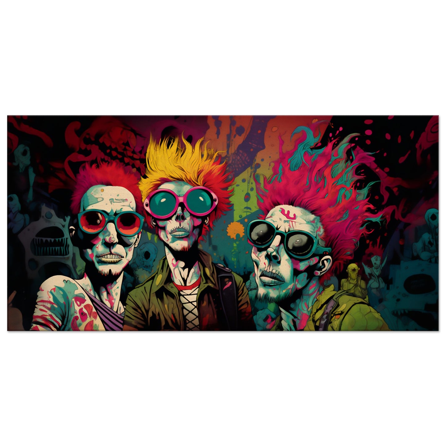 Psychedelic art canvas print with punk rock theme