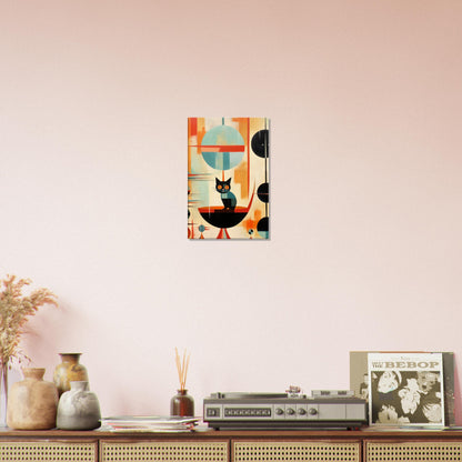 Atomic Cat Mid Century Canvas Print | Retro-Inspired Wall Art