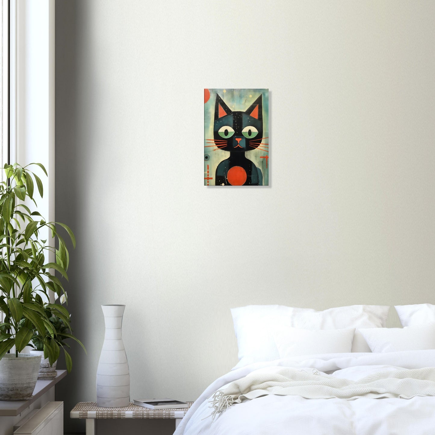 Atomic Black Cat Mid Century Canvas Print: A Retro-Inspired Delight