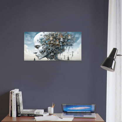 Head Full of Thoughts | Surrealistic Art Canvas - Dreamlike Sci Fi Fantasy Landscapes for Wall Decor