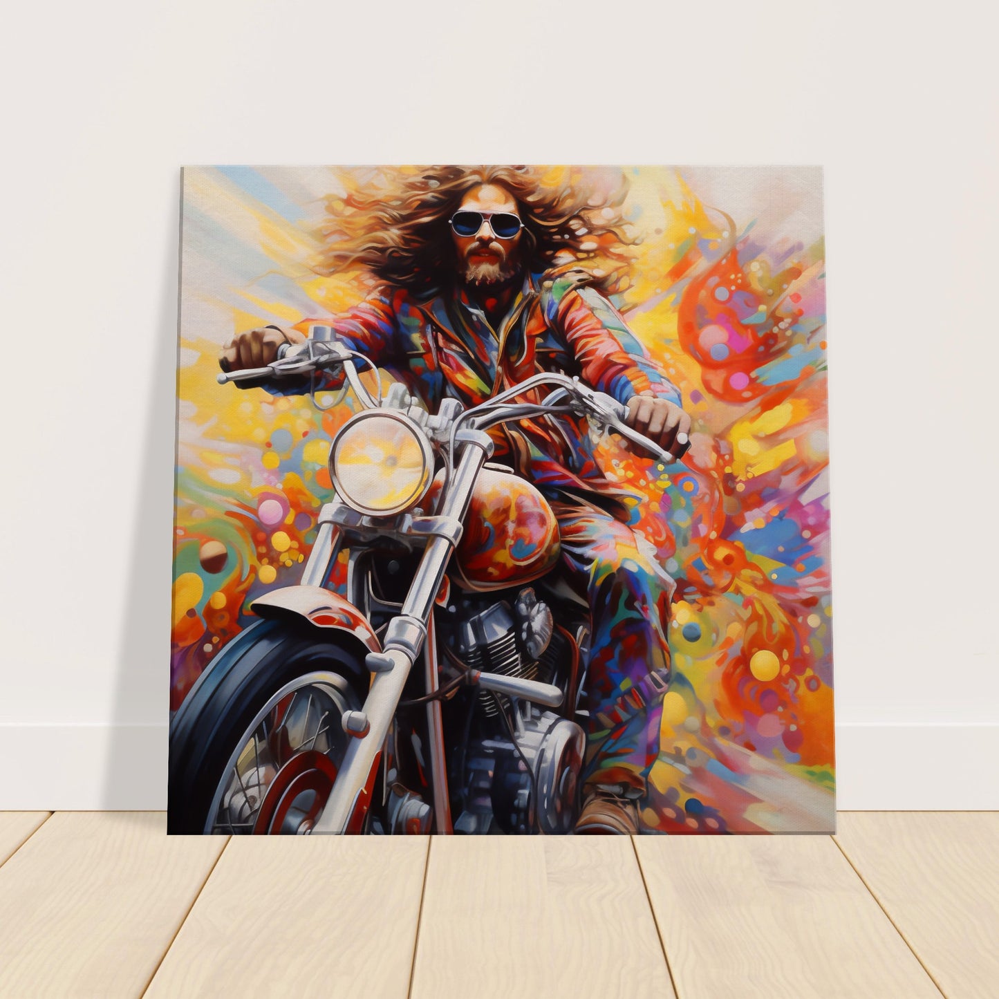 Motorcycle Freedom Canvas Print: A Psychedelic Journey of Liberation