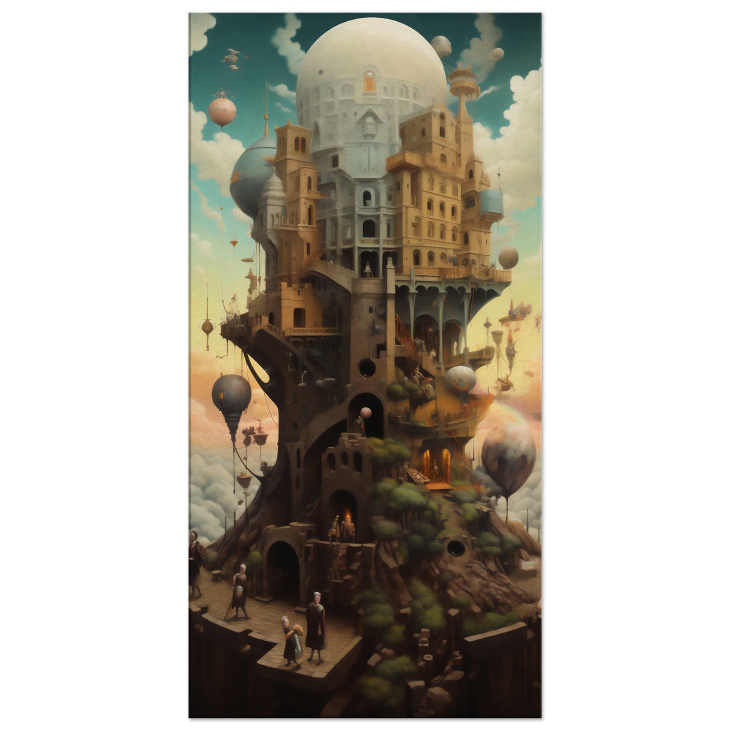 Surrealist "The Town on the Ground" Canvas Print