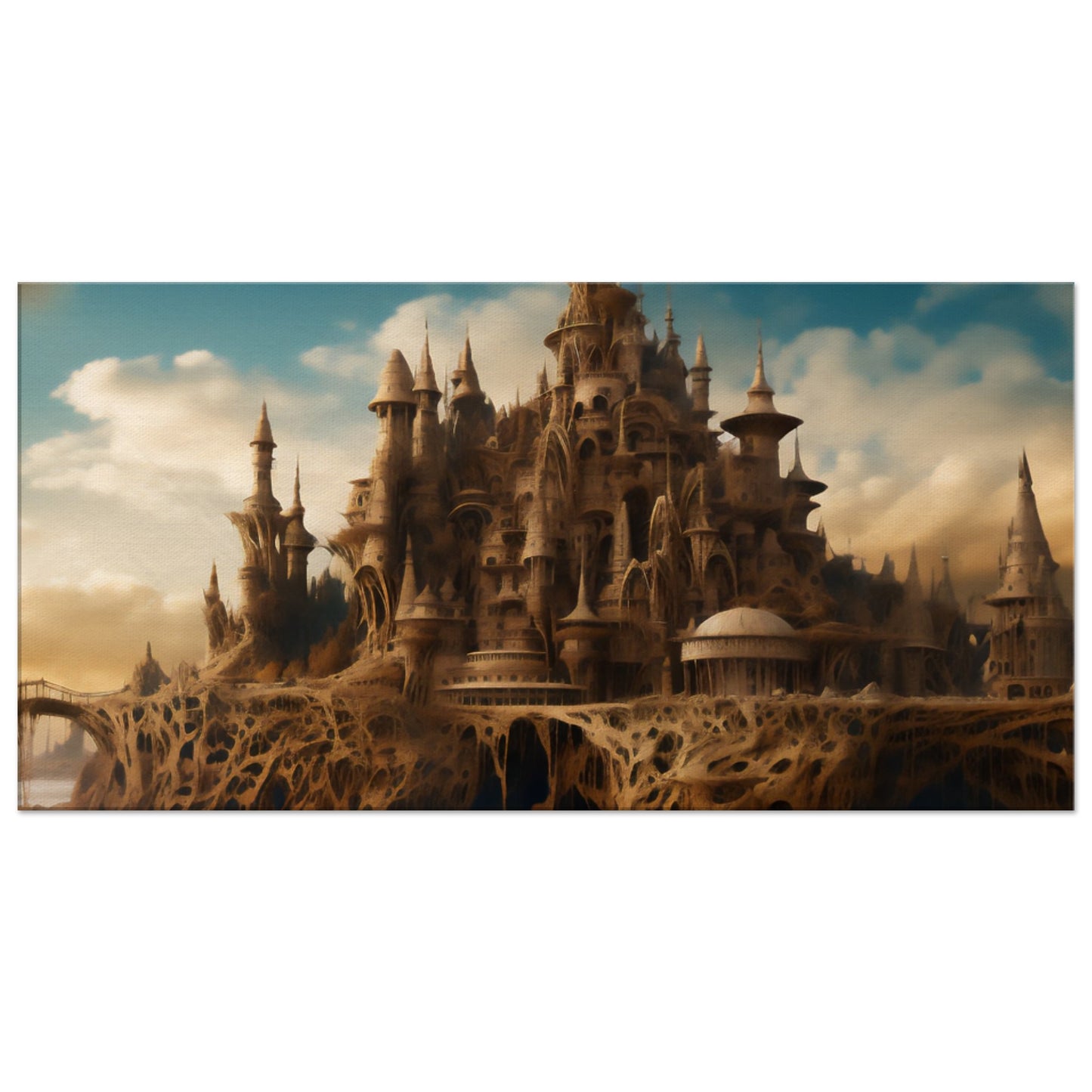 Sand Castle Surrealistic Art Canvas - Dreamlike Fantasy Landscapes for Wall Decor