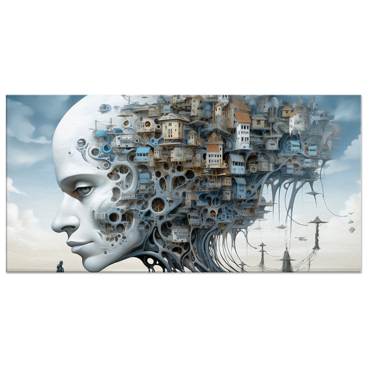 Head Full of Thoughts | Surrealistic Art Canvas - Dreamlike Sci Fi Fantasy Landscapes for Wall Decor